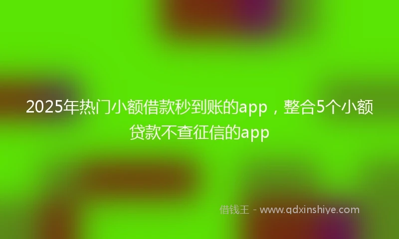 2025年热门小额借款秒到账的app，整合5个小额贷款不查征信的app