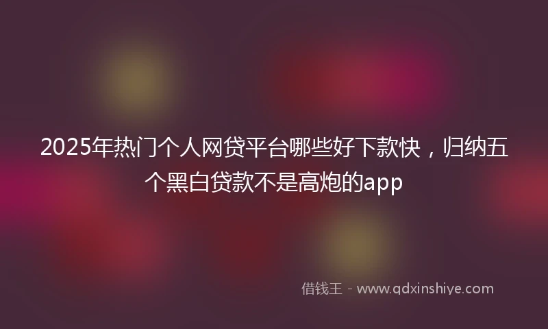 2025年热门个人网贷平台哪些好下款快，归纳五个黑白贷款不是高炮的app