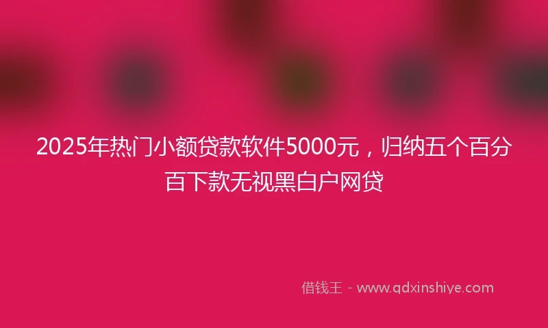 2025年热门小额贷款软件5000元，归纳五个百分百下款无视黑白户网贷