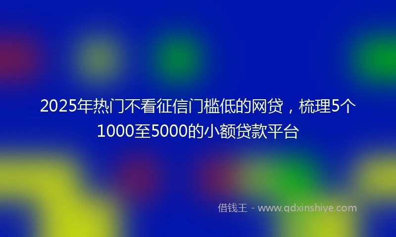 2025年热门不看征信门槛低的网贷，梳理5个1000至5000的小额贷款平台