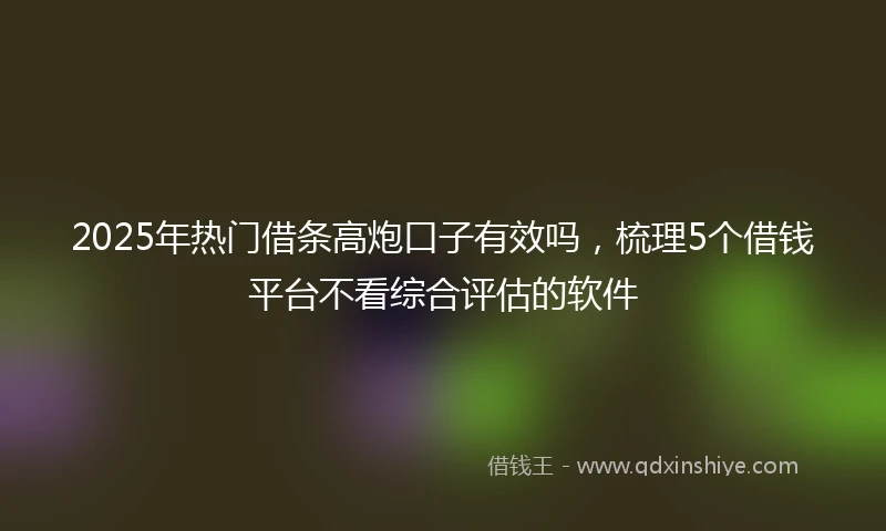 2025年热门借条高炮口子有效吗，梳理5个借钱平台不看综合评估的软件
