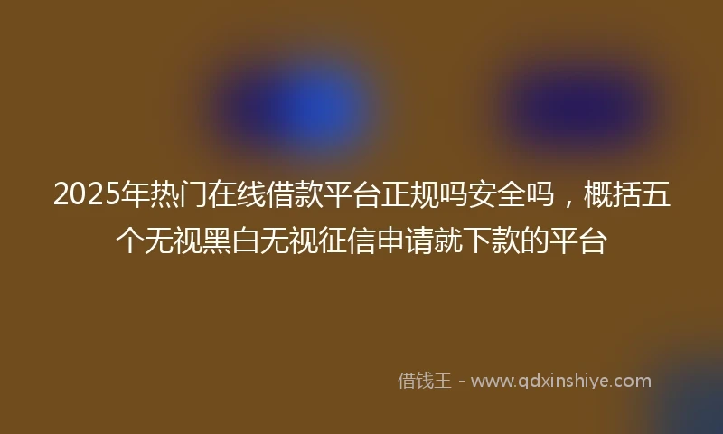 2025年热门在线借款平台正规吗安全吗，概括五个无视黑白无视征信申请就下款的平台