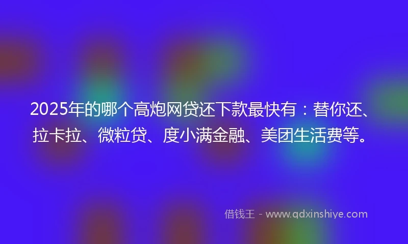 2025年的哪个高炮网贷还下款最快有：替你还、拉卡拉、微粒贷、度小满金融、美团生活费等。