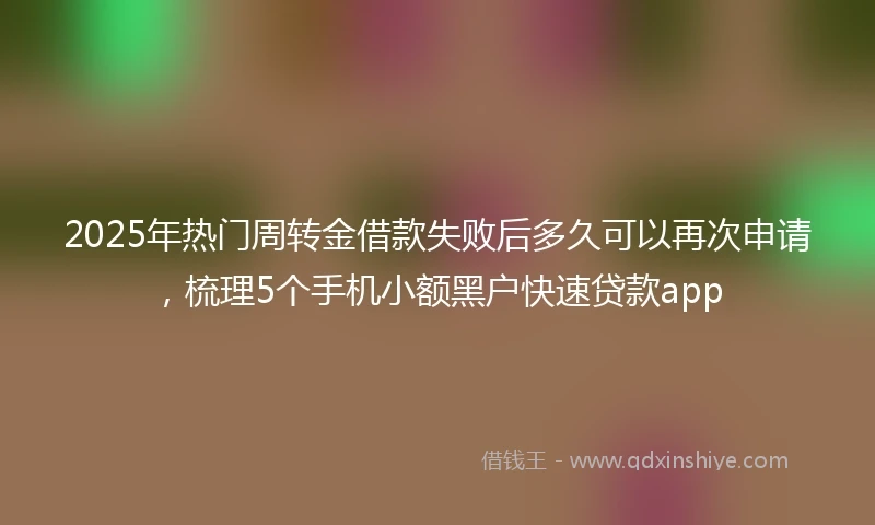 2025年热门周转金借款失败后多久可以再次申请，梳理5个手机小额黑户快速贷款app