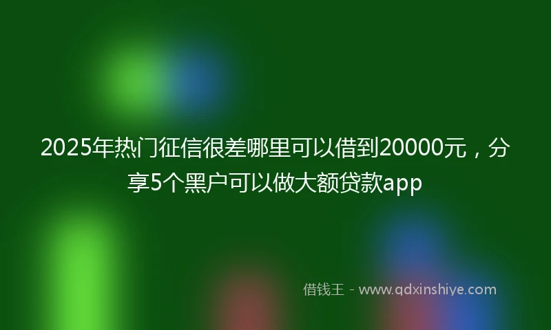 2025年热门征信很差哪里可以借到20000元，分享5个黑户可以做大额贷款app