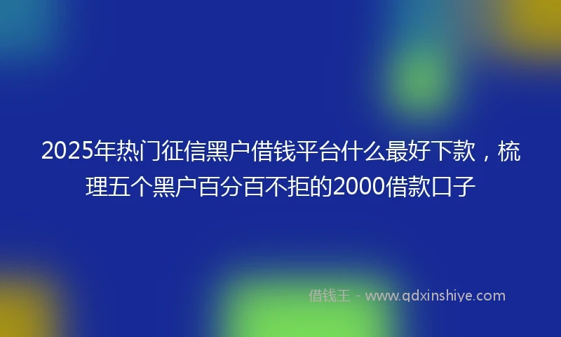 2025年热门征信黑户借钱平台什么最好下款，梳理五个黑户百分百不拒的2000借款口子