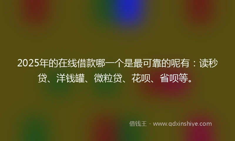 2025年的在线借款哪一个是最可靠的呢有：读秒贷、洋钱罐、微粒贷、花呗、省呗等。