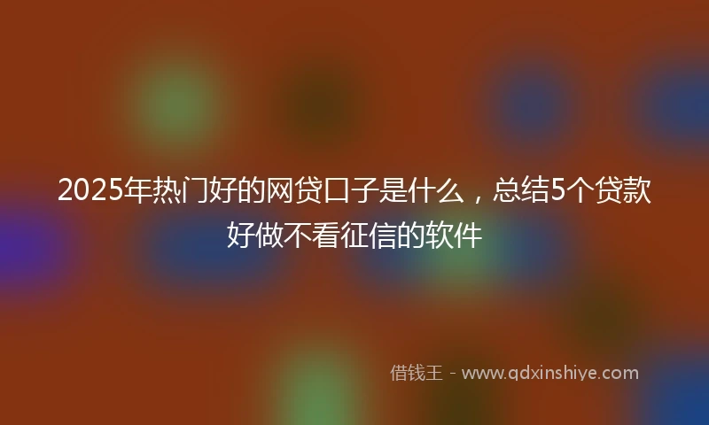 2025年热门好的网贷口子是什么，总结5个贷款好做不看征信的软件