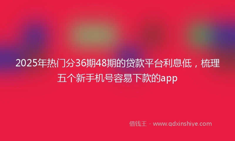 2025年热门分36期48期的贷款平台利息低,梳理五个新手机号容易下款的app