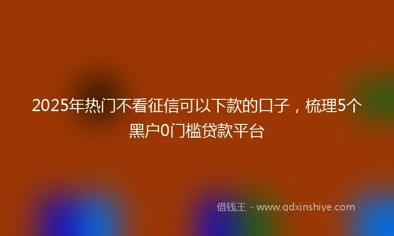 2025年热门不看征信可以下款的口子，梳理5个黑户0门槛贷款平台