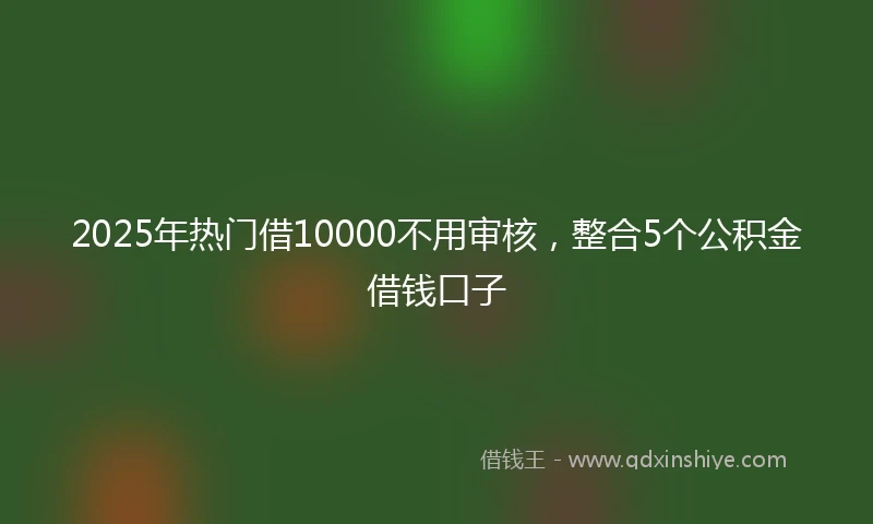 2025年热门借10000不用审核，整合5个公积金借钱口子