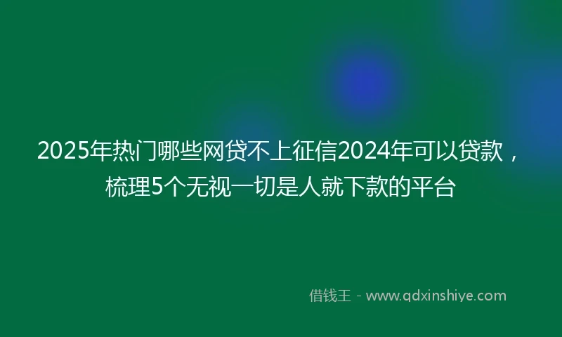 2025年热门哪些网贷不上征信2024年可以贷款，梳理5个无视一切是人就下款的平台