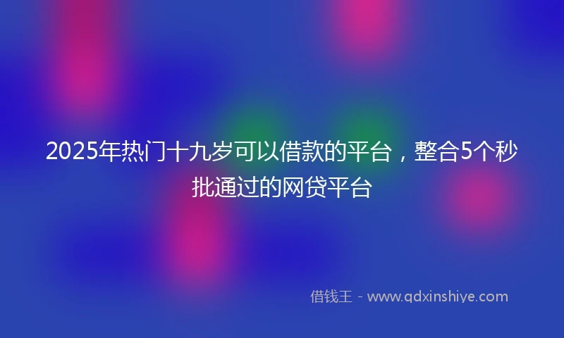 2025年热门十九岁可以借款的平台，整合5个秒批通过的网贷平台