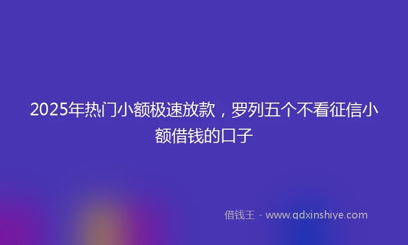 2025年热门小额极速放款，罗列五个不看征信小额借钱的口子
