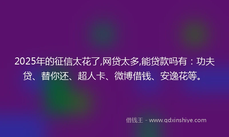 2025年的征信太花了,网贷太多,能贷款吗有：功夫贷、替你还、超人卡、微博借钱、安逸花等。