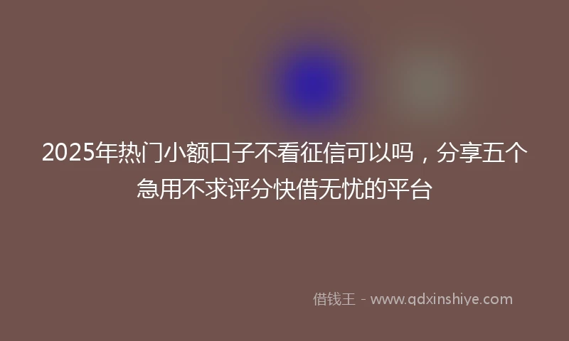 2025年热门小额口子不看征信可以吗，分享五个急用不求评分快借无忧的平台