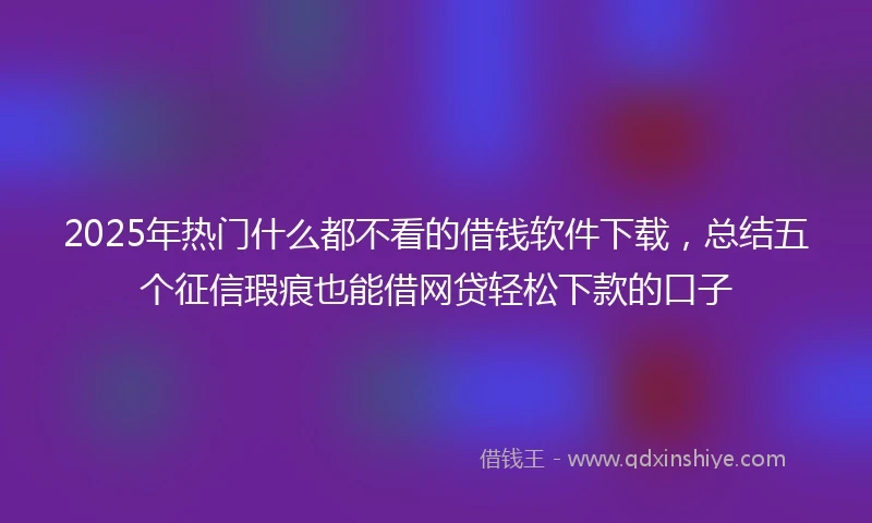 2025年热门什么都不看的借钱软件下载，总结五个征信瑕疵也能借网贷轻松下款的口子