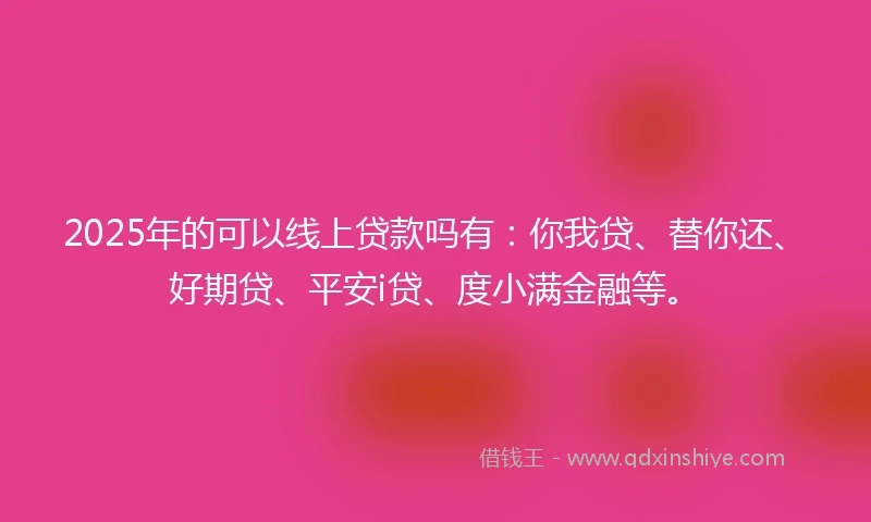 2025年的可以线上贷款吗有：你我贷、替你还、好期贷、平安i贷、度小满金融等。