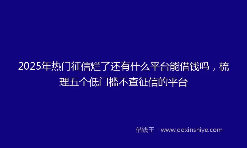 2025年热门征信烂了还有什么平台能借钱吗，梳理五个低门槛不查征信的平台