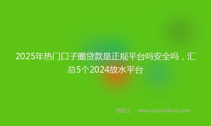 2025年热门口子圈贷款是正规平台吗安全吗，汇总5个2024放水平台