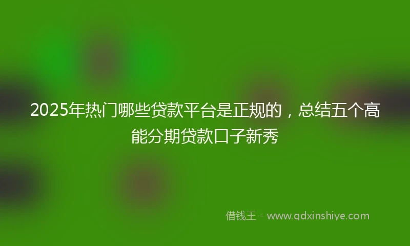 2025年热门哪些贷款平台是正规的,总结五个高能分期贷款口子新秀