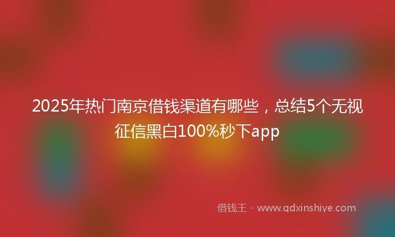 2025年热门南京借钱渠道有哪些，总结5个无视征信黑白100%秒下app