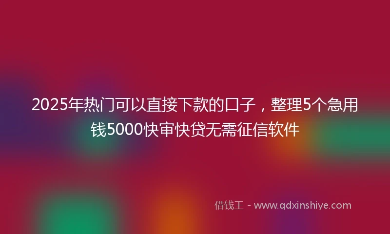 2025年热门可以直接下款的口子，整理5个急用钱5000快审快贷无需征信软件