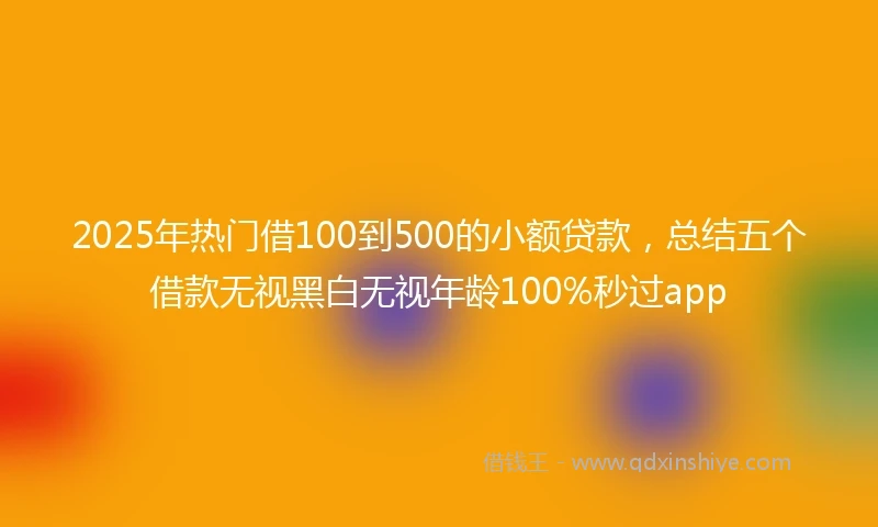 2025年热门借100到500的小额贷款，总结五个借款无视黑白无视年龄100%秒过app