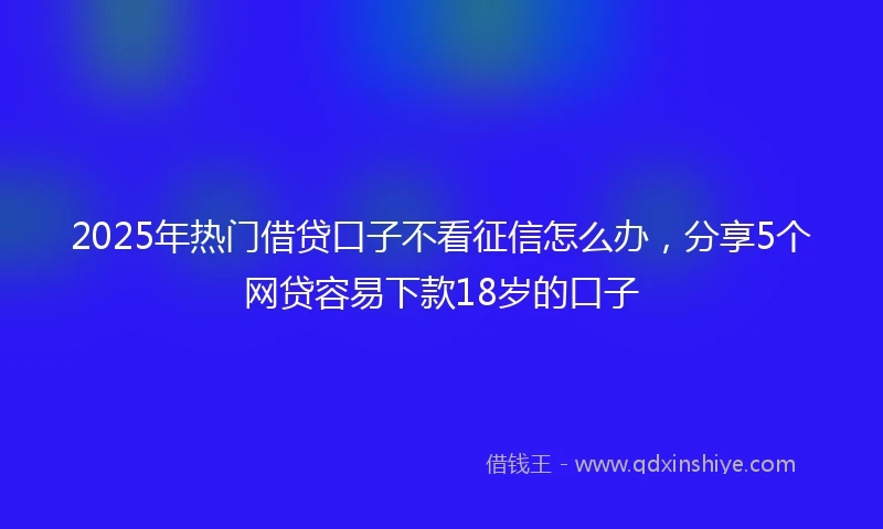 2025年热门借贷口子不看征信怎么办，分享5个网贷容易下款18岁的口子