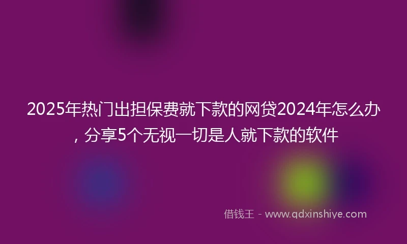 2025年热门出担保费就下款的网贷2024年怎么办，分享5个无视一切是人就下款的软件