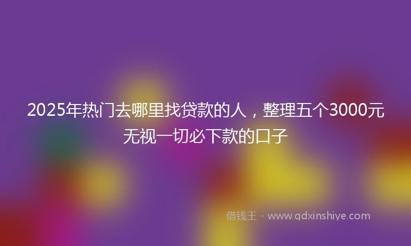 2025年热门去哪里找贷款的人，整理五个3000元无视一切必下款的口子