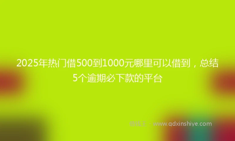 2025年热门借500到1000元哪里可以借到，总结5个逾期必下款的平台