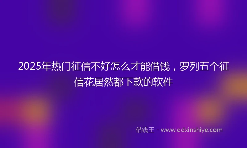 2025年热门征信不好怎么才能借钱，罗列五个征信花居然都下款的软件