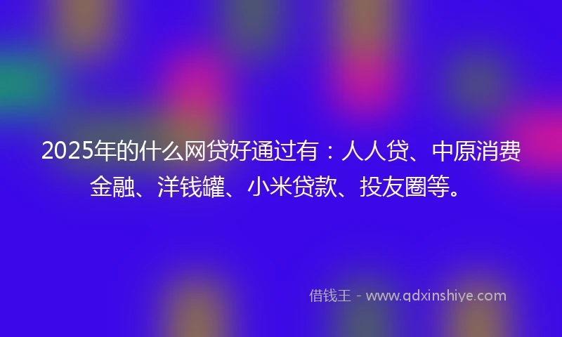 2025年的什么网贷好通过有：人人贷、中原消费金融、洋钱罐、小米贷款、投友圈等。