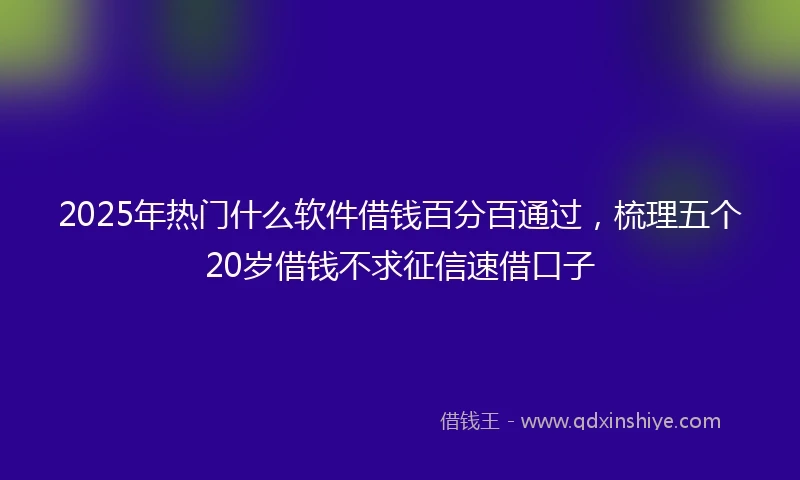 2025年热门什么软件借钱百分百通过，梳理五个20岁借钱不求征信速借口子