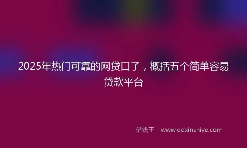 2025年热门可靠的网贷口子，概括五个简单容易贷款平台