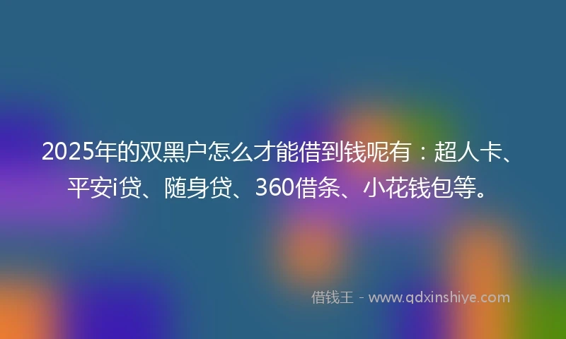 2025年的双黑户怎么才能借到钱呢有：超人卡、平安i贷、随身贷、360借条、小花钱包等。