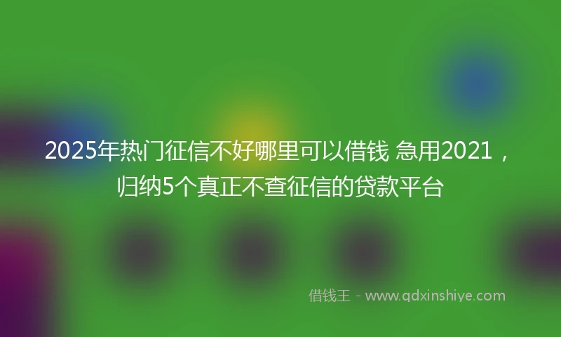 2025年热门征信不好哪里可以借钱 急用2021，归纳5个真正不查征信的贷款平台
