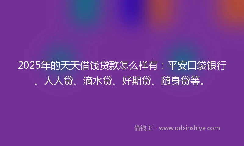 2025年的天天借钱贷款怎么样有：平安口袋银行、人人贷、滴水贷、好期贷、随身贷等。