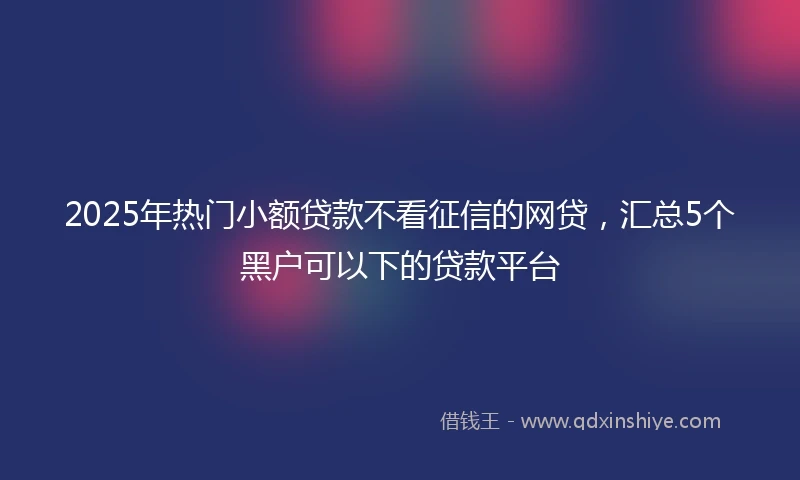 2025年热门小额贷款不看征信的网贷，汇总5个黑户可以下的贷款平台