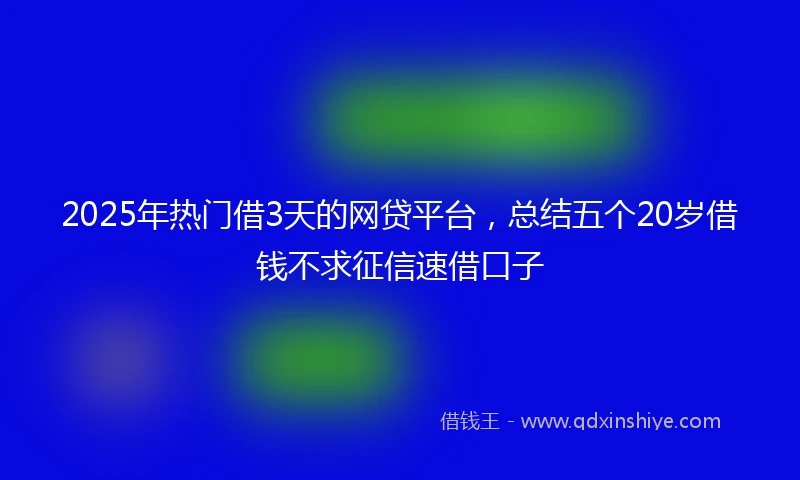 2025年热门借3天的网贷平台，总结五个20岁借钱不求征信速借口子