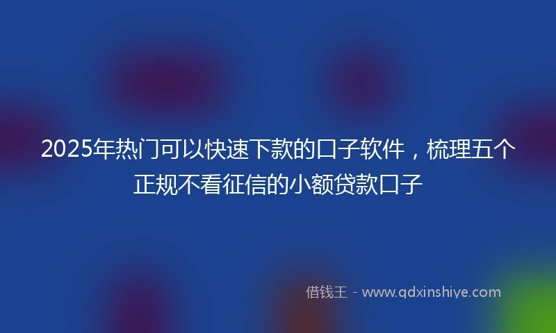 2025年热门可以快速下款的口子软件，梳理五个正规不看征信的小额贷款口子