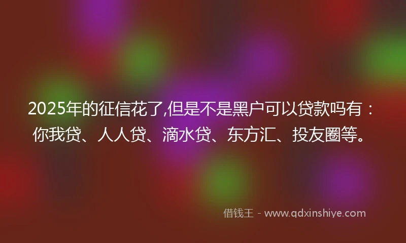 2025年的征信花了,但是不是黑户可以贷款吗有：你我贷、人人贷、滴水贷、东方汇、投友圈等。