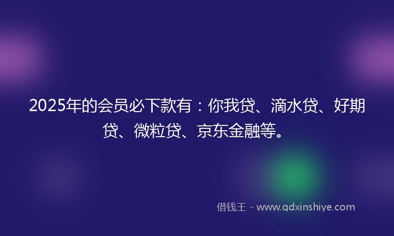 2025年的会员必下款有：你我贷、滴水贷、好期贷、微粒贷、京东金融等。