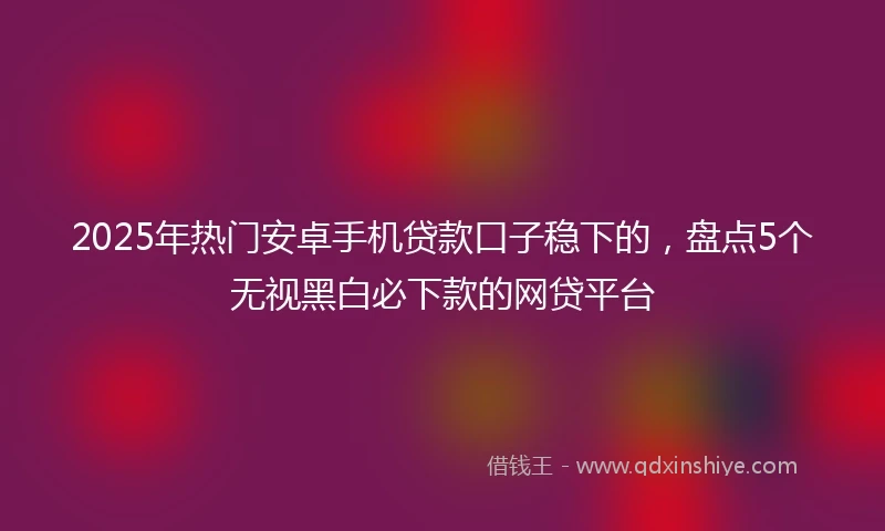 2025年热门安卓手机贷款口子稳下的，盘点5个无视黑白必下款的网贷平台