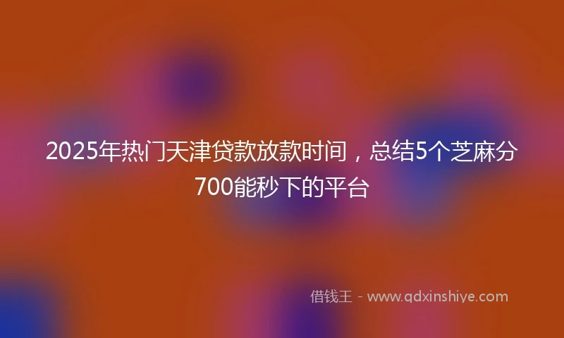 2025年热门天津贷款放款时间，总结5个芝麻分700能秒下的平台