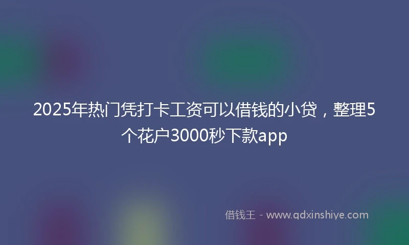 2025年热门凭打卡工资可以借钱的小贷，整理5个花户3000秒下款app