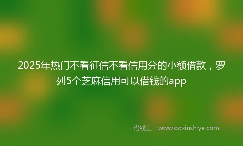 2025年热门不看征信不看信用分的小额借款，罗列5个芝麻信用可以借钱的app