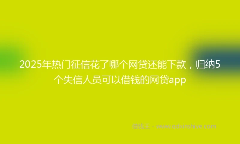 2025年热门征信花了哪个网贷还能下款，归纳5个失信人员可以借钱的网贷app