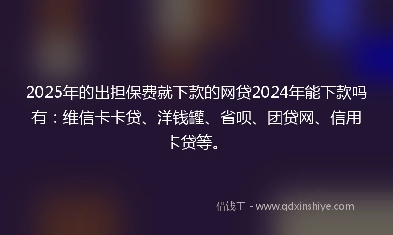 2025年的出担保费就下款的网贷2024年能下款吗有：维信卡卡贷、洋钱罐、省呗、团贷网、信用卡贷等。